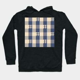 Funky Navy and Cream Gingham Check Pattern | Cottage Core Prairie Style Hoodie